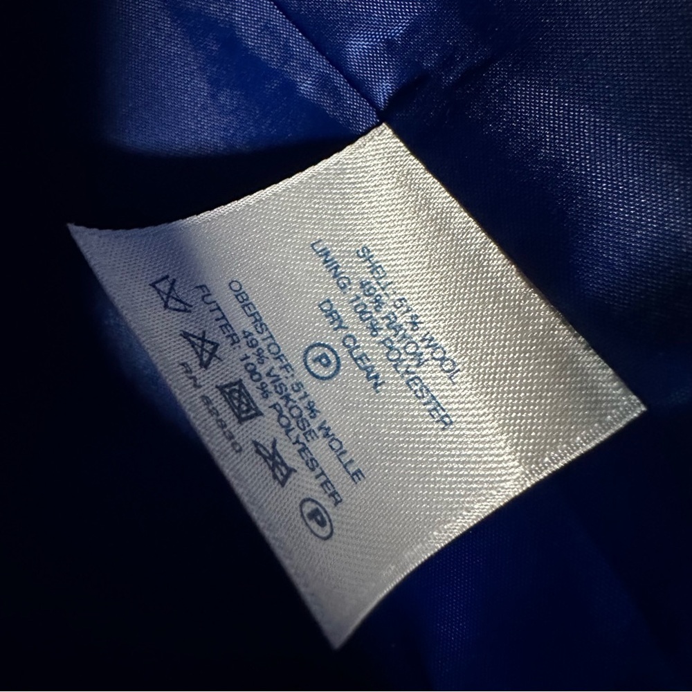 Lands’ End | Royal Blue Boiled Wool Button Down Winter Dress Coat Size 4P - Picture 9 of 9